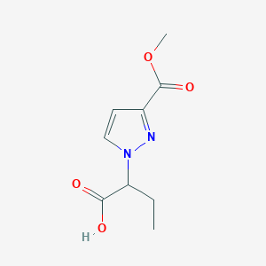 molecular formula C9H12N2O4 B2695193 2-[3-(methoxycarbonyl)-1H-pyrazol-1-yl]butanoic acid CAS No. 1856097-09-0