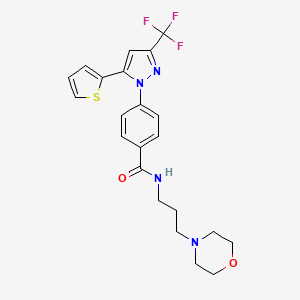 molecular formula C22H23F3N4O2S B2695230 N-(3-morpholinopropyl)-4-(5-(thiophen-2-yl)-3-(trifluoromethyl)-1H-pyrazol-1-yl)benzamide CAS No. 956044-06-7