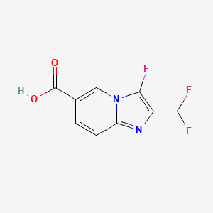 molecular formula C9H5F3N2O2 B2695235 2-(Difluoromethyl)-3-fluoroimidazo[1,2-a]pyridine-6-carboxylic acid CAS No. 2248304-34-7