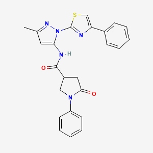 molecular formula C24H21N5O2S B2695236 N-(3-甲基-1-(4-苯基噻唑-2-基)-1H-吡唑-5-基)-5-氧代-1-苯基吡咯烷-3-羧酰胺 CAS No. 1020489-26-2