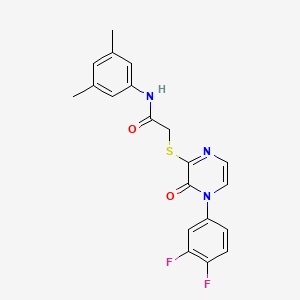 molecular formula C20H17F2N3O2S B2695243 2-[4-(3,4-二氟苯基)-3-氧代吡咯啉-2-基]硫代-N-(3,5-二甲基苯基)乙酰胺 CAS No. 900008-03-9