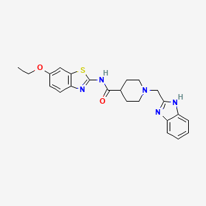 molecular formula C23H25N5O2S B2695247 1-((1H-benzo[d]imidazol-2-yl)methyl)-N-(6-ethoxybenzo[d]thiazol-2-yl)piperidine-4-carboxamide CAS No. 1207016-91-8