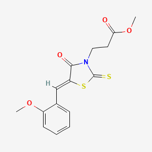 molecular formula C15H15NO4S2 B2695258 甲酸3-[(5Z)-5-[(2-甲氧基苯基)甲亚甲基]-4-氧代-2-硫代-1,3-噻唑烷-3-基]丙酸甲酯 CAS No. 681481-02-7