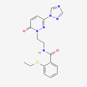2-(ethylthio)-N-(2-(6-oxo-3-(1H-1,2,4-triazol-1-yl)pyridazin-1(6H)-yl)ethyl)benzamide
