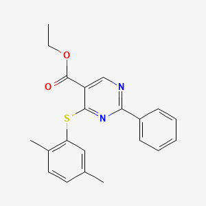 Ethyl 4-[(2,5-dimethylphenyl)sulfanyl]-2-phenyl-5-pyrimidinecarboxylate
