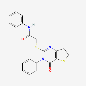 2-[(6-methyl-4-oxo-3-phenyl-6,7-dihydrothieno[3,2-d]pyrimidin-2-yl)sulfanyl]-N-phenylacetamide