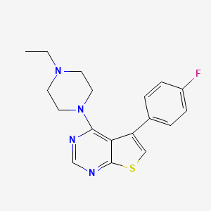 molecular formula C18H19FN4S B2695283 4-(4-Ethylpiperazin-1-yl)-5-(4-fluorophenyl)thieno[2,3-d]pyrimidine CAS No. 670255-15-9