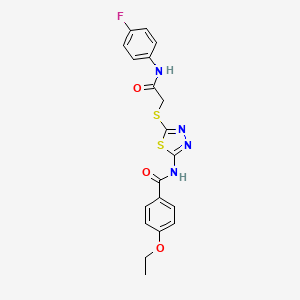 molecular formula C19H17FN4O3S2 B2695285 4-ethoxy-N-(5-((2-((4-fluorophenyl)amino)-2-oxoethyl)thio)-1,3,4-thiadiazol-2-yl)benzamide CAS No. 392297-74-4