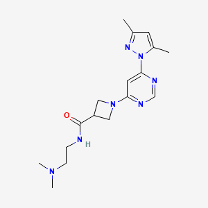 molecular formula C17H25N7O B2695286 1-(6-(3,5-dimethyl-1H-pyrazol-1-yl)pyrimidin-4-yl)-N-(2-(dimethylamino)ethyl)azetidine-3-carboxamide CAS No. 2034361-42-5