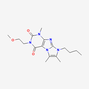 molecular formula C17H25N5O3 B2695287 6-Butyl-2-(2-methoxyethyl)-4,7,8-trimethylpurino[7,8-a]imidazole-1,3-dione CAS No. 887875-55-0