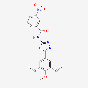 molecular formula C18H16N4O7 B2695296 3-nitro-N-[5-(3,4,5-trimethoxyphenyl)-1,3,4-oxadiazol-2-yl]benzamide CAS No. 891116-98-6