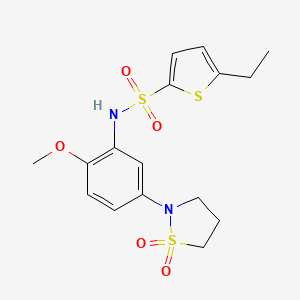 molecular formula C16H20N2O5S3 B2695302 N-(5-(1,1-二氧代异噻唑啉-2-基)-2-甲氧基苯基)-5-乙基噻吩-2-磺酰胺 CAS No. 941949-02-6