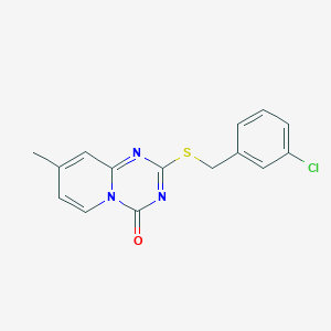 molecular formula C15H12ClN3OS B2695307 2-[(3-Chlorophenyl)methylsulfanyl]-8-methylpyrido[1,2-a][1,3,5]triazin-4-one CAS No. 896337-03-4
