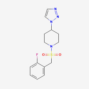 molecular formula C14H17FN4O2S B2695319 1-((2-fluorobenzyl)sulfonyl)-4-(1H-1,2,3-triazol-1-yl)piperidine CAS No. 2097929-47-8