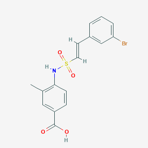molecular formula C16H14BrNO4S B2695321 4-[[(E)-2-(3-Bromophenyl)ethenyl]sulfonylamino]-3-methylbenzoic acid CAS No. 1608352-81-3