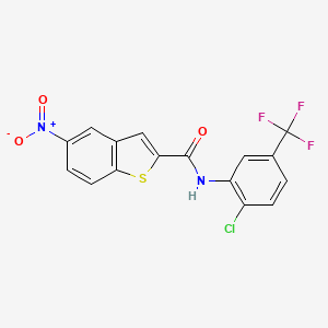 molecular formula C16H8ClF3N2O3S B2695322 N-[2-chloro-5-(trifluoromethyl)phenyl]-5-nitro-1-benzothiophene-2-carboxamide CAS No. 476309-61-2