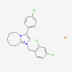 molecular formula C21H20BrCl3N2 B2695324 3-(4-chlorophenyl)-1-(2,4-dichlorobenzyl)-6,7,8,9-tetrahydro-5H-imidazo[1,2-a]azepin-1-ium bromide CAS No. 475631-94-8