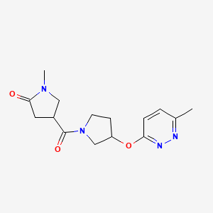 molecular formula C15H20N4O3 B2695326 1-Methyl-4-(3-((6-methylpyridazin-3-yl)oxy)pyrrolidine-1-carbonyl)pyrrolidin-2-one CAS No. 2034482-50-1