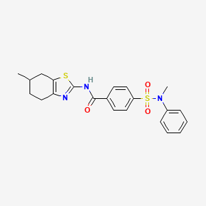 molecular formula C22H23N3O3S2 B2695328 4-[methyl(phenyl)sulfamoyl]-N-(6-methyl-4,5,6,7-tetrahydro-1,3-benzothiazol-2-yl)benzamide CAS No. 325977-23-9