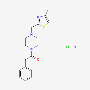 molecular formula C17H22ClN3OS B2695337 1-(4-((4-Methylthiazol-2-yl)methyl)piperazin-1-yl)-2-phenylethanone hydrochloride CAS No. 1323330-79-5