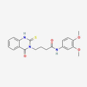 molecular formula C20H21N3O4S B2695348 N-(3,4-二甲氧基苯基)-4-(4-氧代-2-硫代-1H-喹唑啉-3-基)丁酰胺 CAS No. 443353-17-1