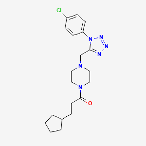 molecular formula C20H27ClN6O B2695364 1-(4-((1-(4-chlorophenyl)-1H-tetrazol-5-yl)methyl)piperazin-1-yl)-3-cyclopentylpropan-1-one CAS No. 1049383-64-3