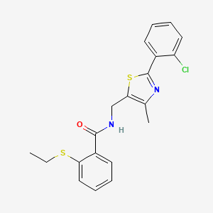 molecular formula C20H19ClN2OS2 B2695365 N-((2-(2-chlorophenyl)-4-methylthiazol-5-yl)methyl)-2-(ethylthio)benzamide CAS No. 1421441-97-5