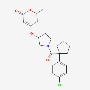4-((1-(1-(4-chlorophenyl)cyclopentanecarbonyl)pyrrolidin-3-yl)oxy)-6-methyl-2H-pyran-2-one