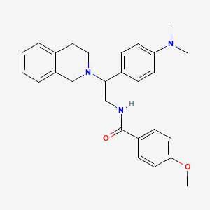 molecular formula C27H31N3O2 B2695380 N-(2-(3,4-dihydroisoquinolin-2(1H)-yl)-2-(4-(dimethylamino)phenyl)ethyl)-4-methoxybenzamide CAS No. 946315-97-5