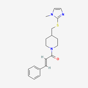 molecular formula C19H23N3OS B2695385 (E)-1-(4-(((1-methyl-1H-imidazol-2-yl)thio)methyl)piperidin-1-yl)-3-phenylprop-2-en-1-one CAS No. 1428381-93-4