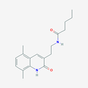 molecular formula C18H24N2O2 B2695388 N-(2-(5,8-dimethyl-2-oxo-1,2-dihydroquinolin-3-yl)ethyl)pentanamide CAS No. 851406-41-2