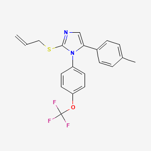 molecular formula C20H17F3N2OS B2695396 2-(烯丙硫基)-5-(对甲苯基)-1-(4-(三氟甲氧基)苯基)-1H-咪唑 CAS No. 1226447-39-7
