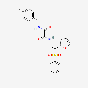 molecular formula C23H24N2O5S B2695400 N1-(2-(furan-2-yl)-2-tosylethyl)-N2-(4-methylbenzyl)oxalamide CAS No. 896321-03-2