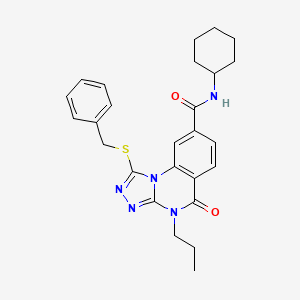 molecular formula C26H29N5O2S B2695407 1-(苄硫基)-N-环己基-5-氧代-4-丙基-4,5-二氢-[1,2,4]三唑并[4,3-a]喹唑-8-羧酰胺 CAS No. 1111237-36-5
