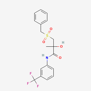 molecular formula C18H18F3NO4S B2695409 3-(benzylsulfonyl)-2-hydroxy-2-methyl-N-[3-(trifluoromethyl)phenyl]propanamide CAS No. 339275-66-0