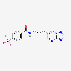 molecular formula C16H14F3N5O B2695411 N-(3-([1,2,4]triazolo[1,5-a]pyrimidin-6-yl)propyl)-4-(trifluoromethyl)benzamide CAS No. 2034324-68-8