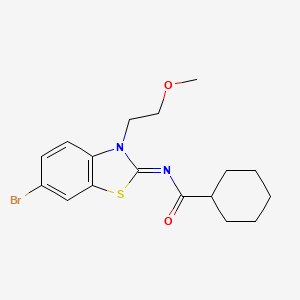 molecular formula C17H21BrN2O2S B2695415 N-[6-bromo-3-(2-methoxyethyl)-1,3-benzothiazol-2-ylidene]cyclohexanecarboxamide CAS No. 864976-04-5