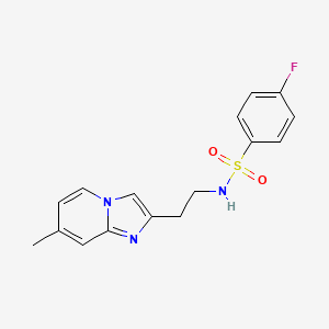 molecular formula C16H16FN3O2S B2695419 4-fluoro-N-(2-(7-methylimidazo[1,2-a]pyridin-2-yl)ethyl)benzenesulfonamide CAS No. 868978-82-9