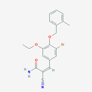 molecular formula C20H19BrN2O3 B2695431 (Z)-3-[3-bromo-5-ethoxy-4-[(2-methylphenyl)methoxy]phenyl]-2-cyanoprop-2-enamide CAS No. 444652-63-5