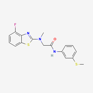 molecular formula C17H16FN3OS2 B2695434 2-((4-fluorobenzo[d]thiazol-2-yl)(methyl)amino)-N-(3-(methylthio)phenyl)acetamide CAS No. 1351661-75-0