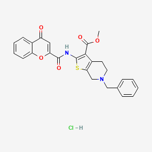 molecular formula C26H23ClN2O5S B2695435 甲基-6-苄基-2-(4-氧代-4H-香豆素-2-羧胺基)-4,5,6,7-四氢噻吩[2,3-c]吡啶-3-羧酸酯盐酸盐 CAS No. 1329903-60-7