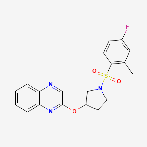 molecular formula C19H18FN3O3S B2695436 2-{[1-(4-Fluoro-2-methylbenzenesulfonyl)pyrrolidin-3-yl]oxy}quinoxaline CAS No. 2097913-12-5