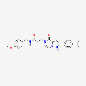 molecular formula C26H28N4O3 B2695441 N-[(4-methoxyphenyl)methyl]-3-{4-oxo-2-[4-(propan-2-yl)phenyl]-4H,5H-pyrazolo[1,5-a]pyrazin-5-yl}propanamide CAS No. 1326901-43-2