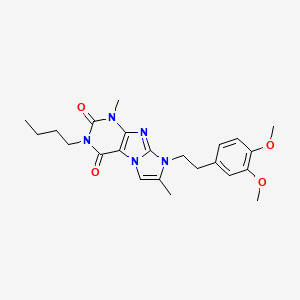 molecular formula C23H29N5O4 B2695457 3-丁基-8-(3,4-二甲氧基苯乙基)-1,7-二甲基-1H-咪唑并[2,1-f]嘌呤-2,4(3H,8H)-二酮 CAS No. 887454-21-9