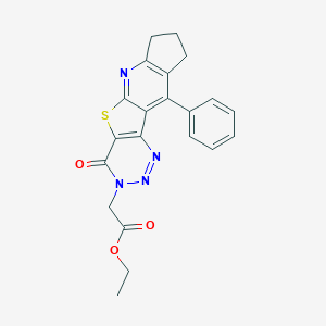 molecular formula C21H18N4O3S B269547 [4-Phenyl-8-oxo-1,2,3,7,8,9-hexahydro-9-thia-5,6,7,10-tetraazacyclopenta[b]fluorene-7-yl]acetic acid ethyl ester 