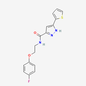 molecular formula C16H14FN3O2S B2695472 N-(2-(4-fluorophenoxy)ethyl)-5-(thiophen-2-yl)-1H-pyrazole-3-carboxamide CAS No. 1239866-79-5
