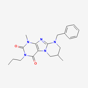 molecular formula C20H25N5O2 B2695475 9-苄基-1,7-二甲基-3-丙基-6,7,8,9-四氢嘧啶并[2,1-f]嘌呤-2,4(1H,3H)-二酮 CAS No. 876151-80-3