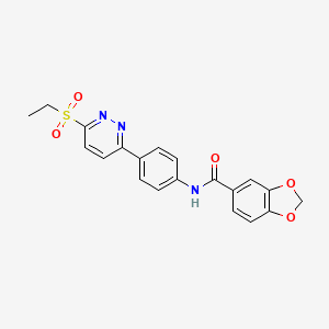 molecular formula C20H17N3O5S B2695477 N-(4-(6-(ethylsulfonyl)pyridazin-3-yl)phenyl)benzo[d][1,3]dioxole-5-carboxamide CAS No. 921586-86-9