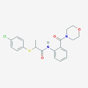 molecular formula C20H21ClN2O3S B269548 2-[(4-chlorophenyl)sulfanyl]-N-[2-(4-morpholinylcarbonyl)phenyl]propanamide 
