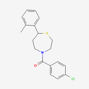 molecular formula C19H20ClNOS B2695480 (4-氯苯基)(7-(邻甲苯基)-1,4-噻吩并[4-氮杂环庚烷-4-基])甲酮 CAS No. 1706003-66-8